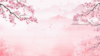 粉色唯美中国风桃花GIF动态图桃花背景春暖花开背景